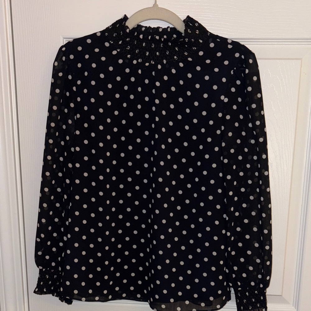 J. Crew Black and White Polka Dot Blouse